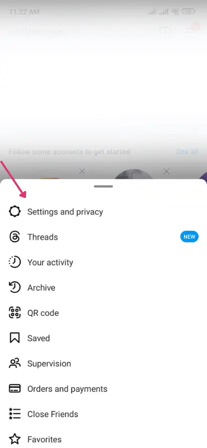 Click on settings and privacy